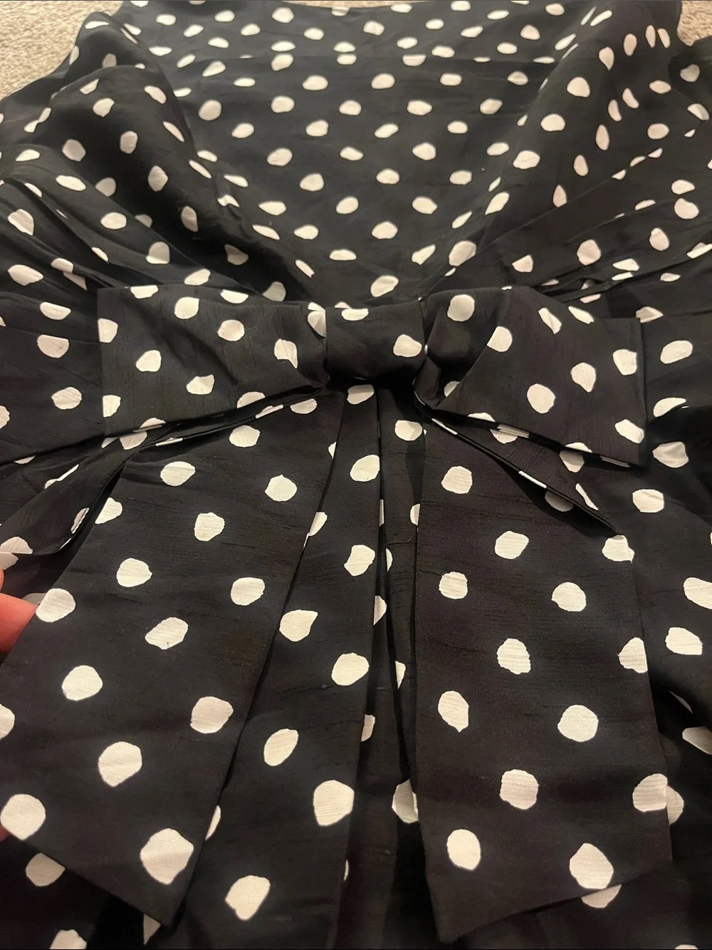 ♠️👓♠️👓♠️ kate spade Black&White Silk Polkadot BIG BOW “Jillian” Dress sz12 EUC